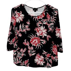 J Jill Women Wearever Collection Floral Jersey Knit Top Size MP Fairy Grunge New